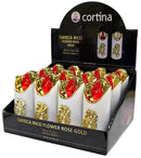 Ηλεκτρικό Κερί Cortina Rico Flower Rose Gold 125/50mm Λευκό με Κόκκινη Φλόγα Συσκευασία 12τμχ