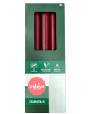 Κεριά  Κηροπηγίου με Φυσικό Vegan Κερί 230/20mm Bolsius 8άδα -Velvet Red
