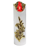 Ηλεκτρικό Κερί CORTINA Rico Flower Lily Gold 175/50mm - Λευκό με Κόκκινη Φλόγα