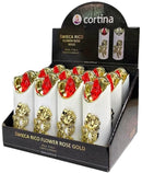 Ηλεκτρικό Κερί Cortina Rico Flower Rose Gold 150/50mm Λευκό με Κόκκινη Φλόγα Συσκευασία 12τμχ